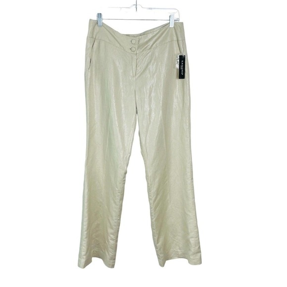 Sandro Sportswear Pants Womens 10 Shimmery Beige Linen Rayon Wide Leg NWT - Picture 1 of 9